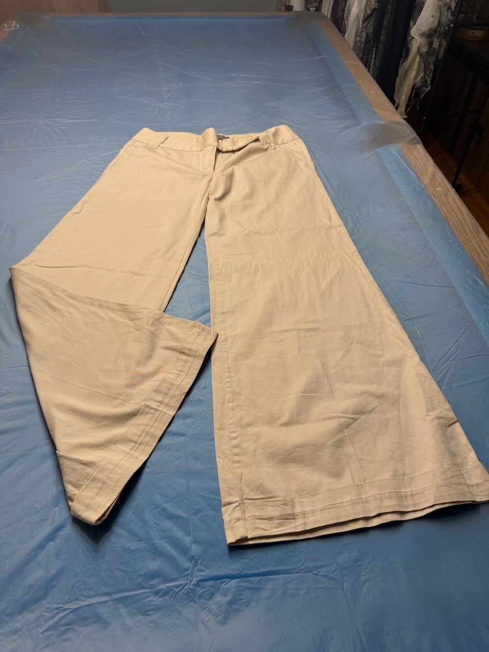 Wide Leg Women's Pants in Light Beige
